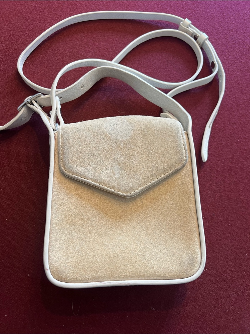 rag & bone Journee Crossbody Bag Tan Suede Leather Small Flap Purse